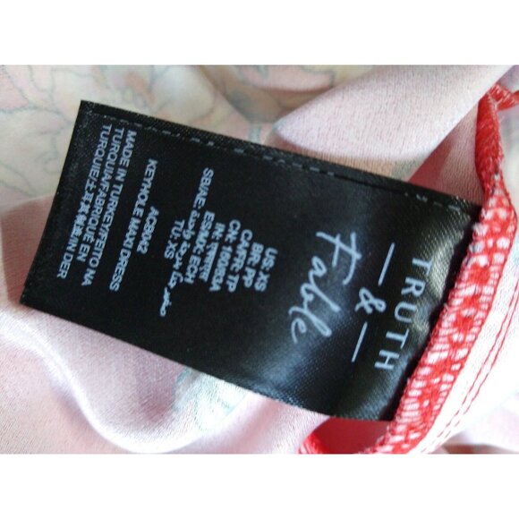 TRUTH & FABLE Women's XS Red Floral Keyhole Maxi Evening Dress with Side Slits - Picture 9 of 10